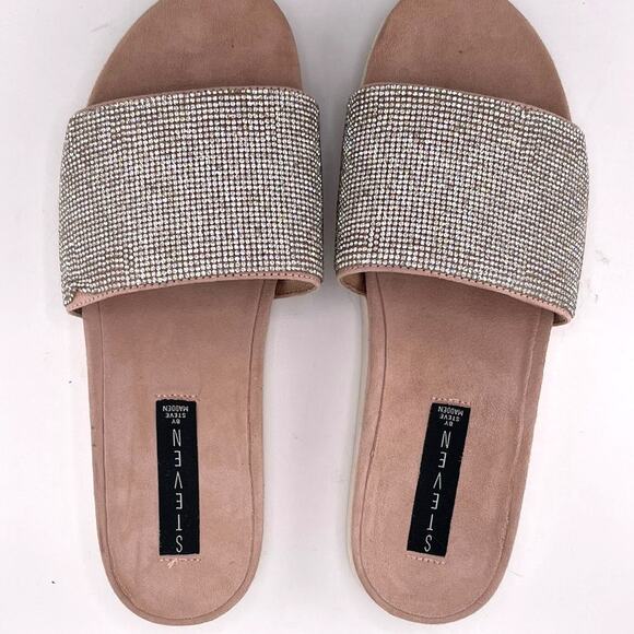 Steven by Steve Madden Saunders Rhinestone Slip On Sandals Size 8.5M - Picture 6 of 7
